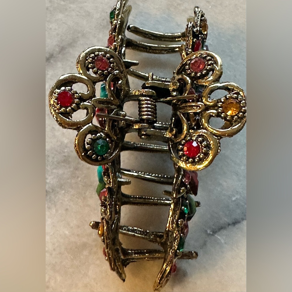 INZOPO Colorful Multicolor Vintage Large Metal Gemstone Hair Jaw Barrette. - Picture 3 of 7